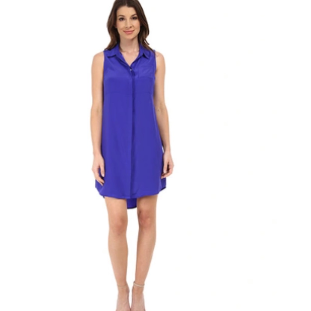 Amanda Uprichard Logan Shirt Dress Royal Blue Silk